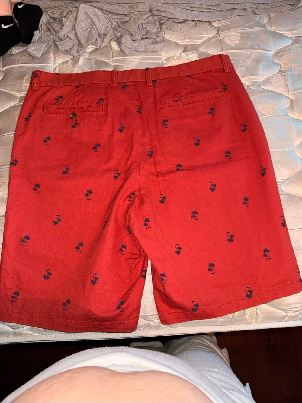 Old Navy Red Palm-Print Flat Front Shorts